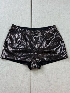H&M Dividend Bronze Black Sequin Hot Pants Party Shorts Sparkle Disco Women 10